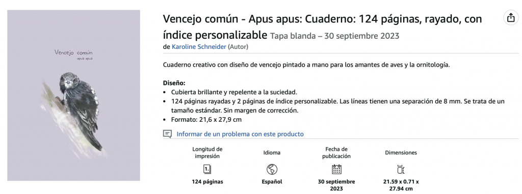 Cuaderno de vencejo común de Karoline Leitner.